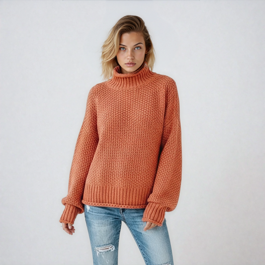 Jersey mujer de punto suave cuello alto manga larga - Mavetta