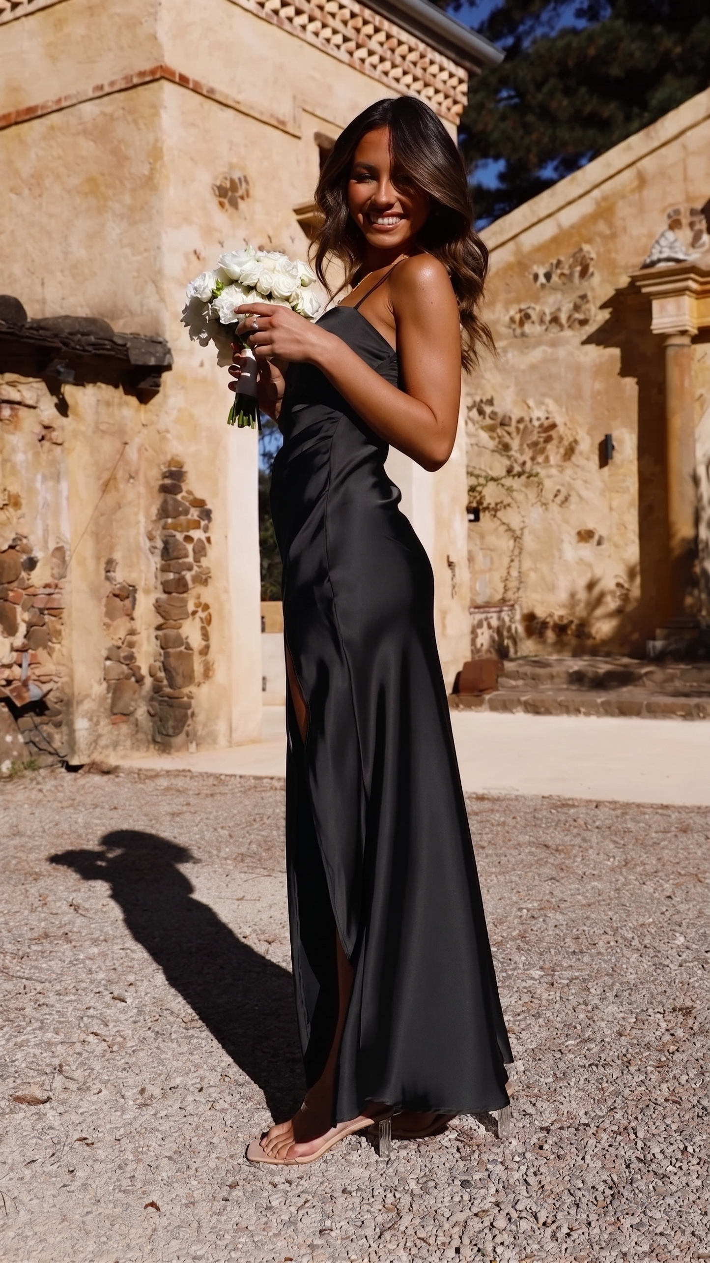 Vestido Largo Mujer Tirantes Abertura Lateral Ajuste Macarena