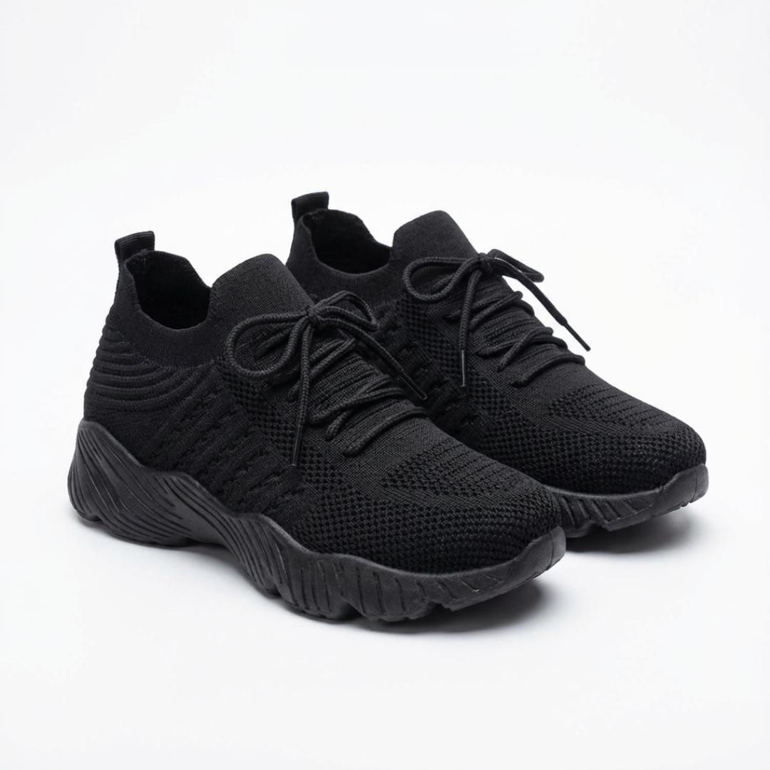 Zapatillas Running Mujer Knit Cordones Suela Gruesa Cuello Calcetín - Mavetta