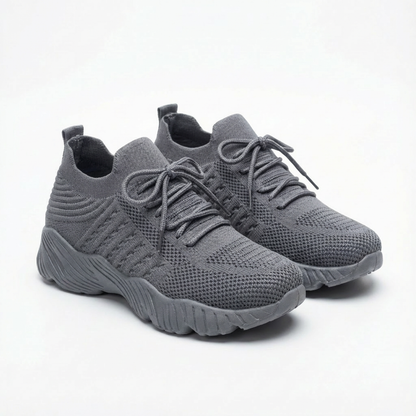 Zapatillas Running Mujer Knit Cordones Suela Gruesa Cuello Calcetín