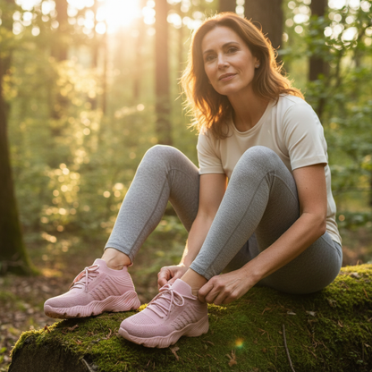 Zapatillas Running Mujer Knit Cordones Suela Gruesa Cuello Calcetín