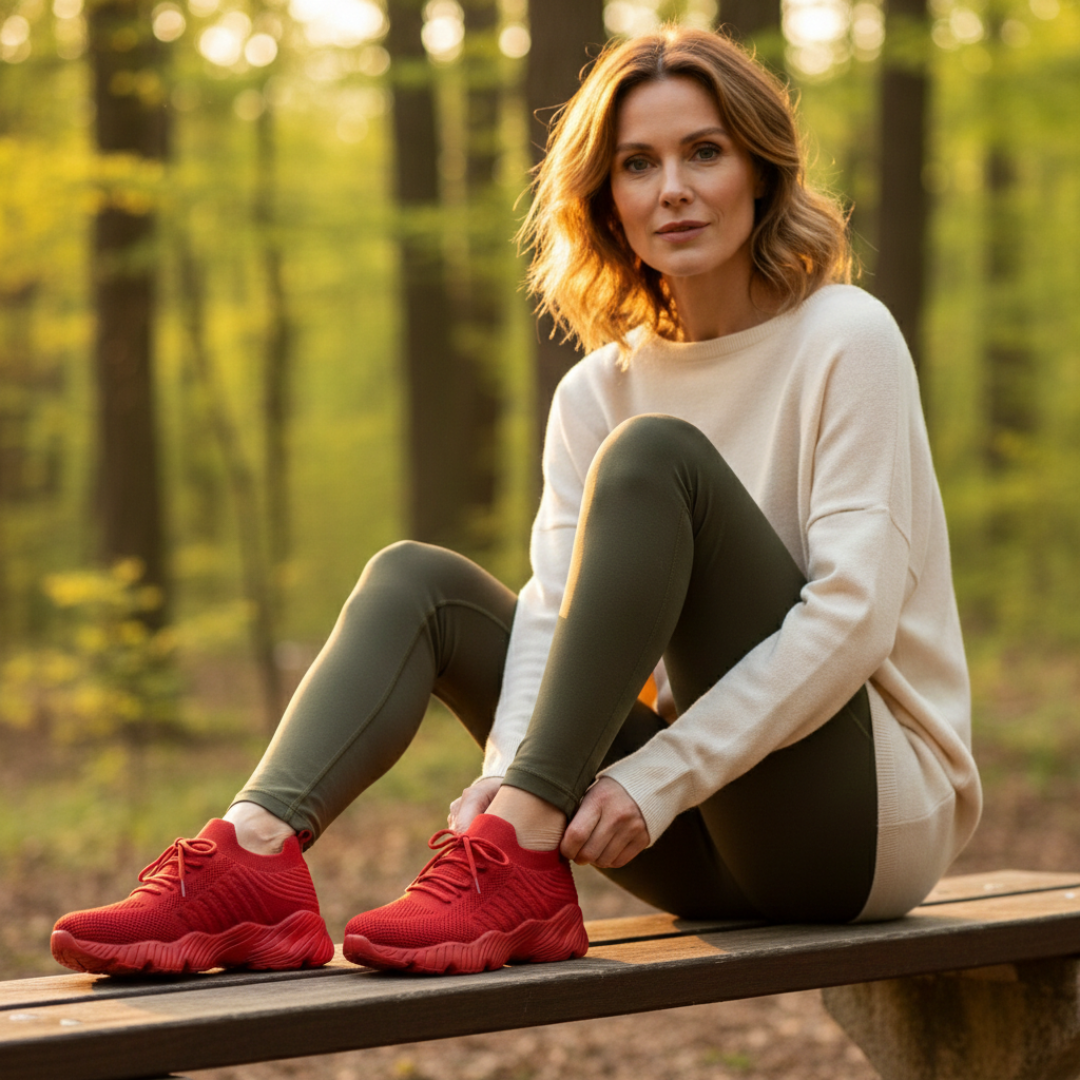 Zapatillas Running Mujer Knit Cordones Suela Gruesa Cuello Calcetín