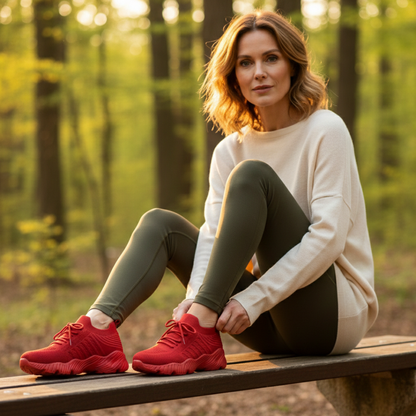 Zapatillas Running Mujer Knit Cordones Suela Gruesa Cuello Calcetín