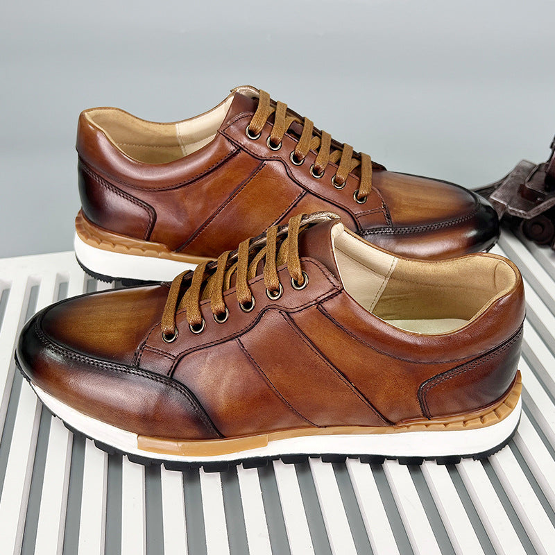 Zapatillas Hombre de Cuero Genuino con Cordones Suela Antideslizante