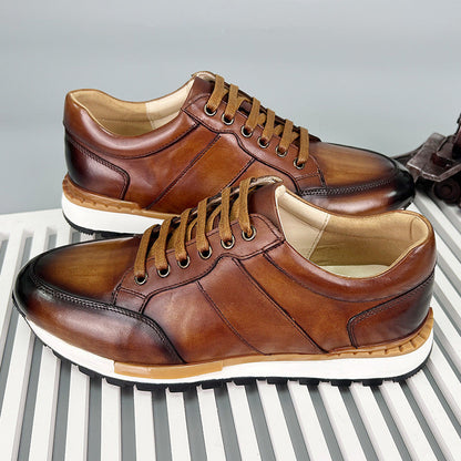 Zapatillas Hombre de Cuero Genuino con Cordones Suela Antideslizante