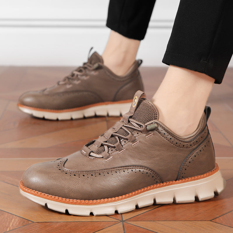 Zapatos Brogue Hombre de Cuero Sintético Diseño Wingtip Suela Goma