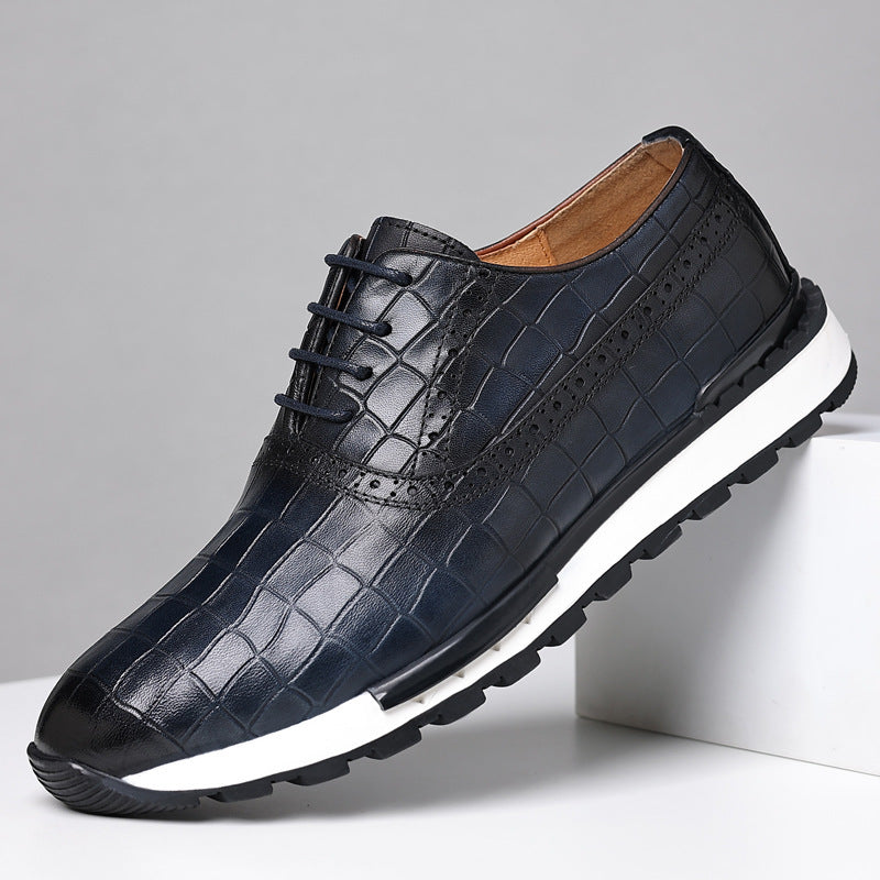 Zapatos Oxford Hombre de Cuero Genuino Suela Goma Cordones