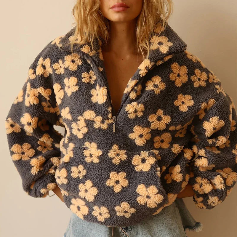 Sudadera Mujer Polar Estampado Floral Ajuste Comodo