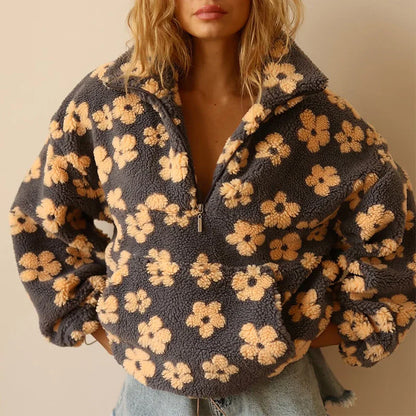 Sudadera Mujer Polar Estampado Floral Ajuste Comodo