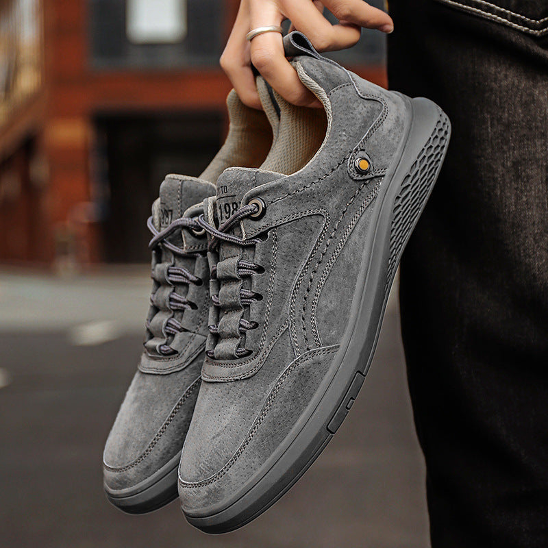 Zapatos Casual Hombre Cuero Genuino Cordones Suela Goma