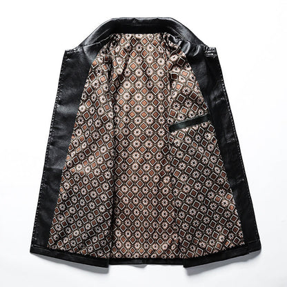 Chaqueta Hombre de Cuero Sintético con Cuello Camisero y Botones