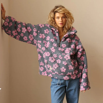 Sudadera Mujer Polar Estampado Floral Ajuste Comodo