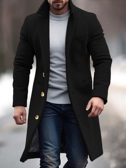 Abrigo Hombre de Lana con Cuello Alto Ajustado