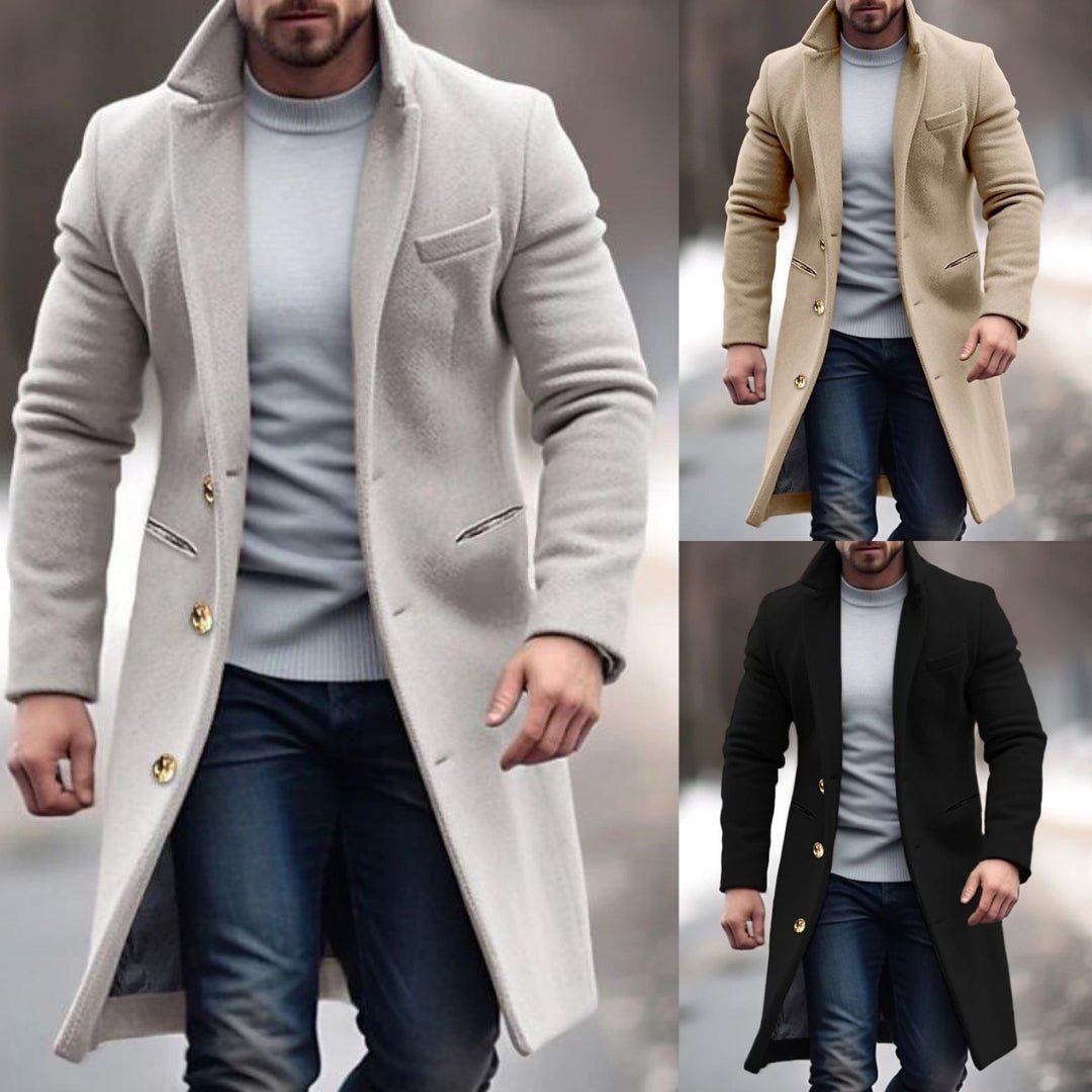 Abrigo Hombre de Lana con Cuello Alto Ajustado