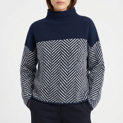 Suéter Mujer Cuello Alto Punto Diseño Bloques