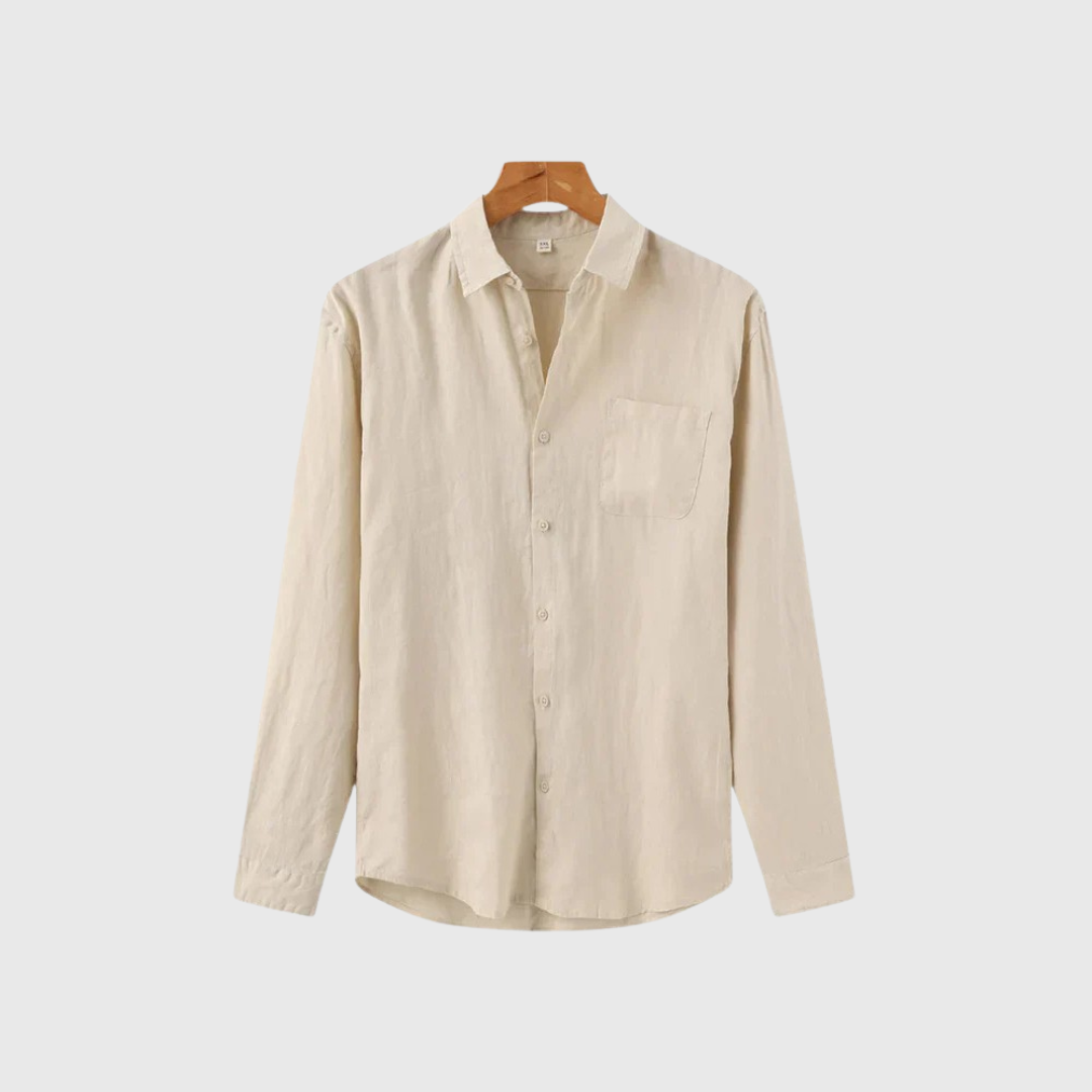 Camisa Hombre de Lino Manga Larga Bolsillo y Botones - Mavetta