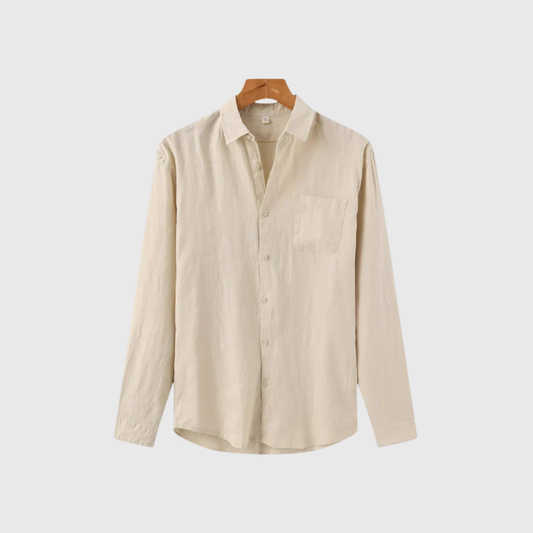 Camisa Hombre de Lino Manga Larga Bolsillo y Botones - Mavetta