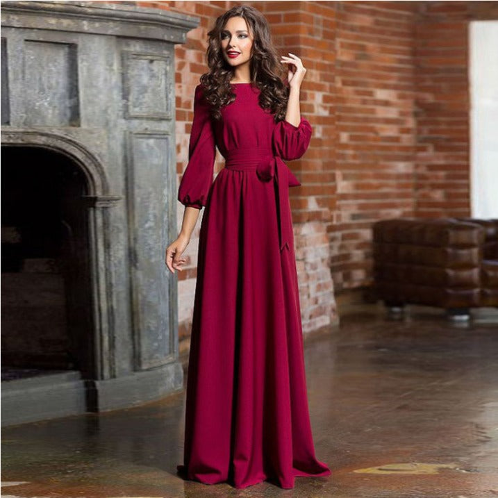 Vestido Mujer de Tela Suave Manga Larga Ajustado