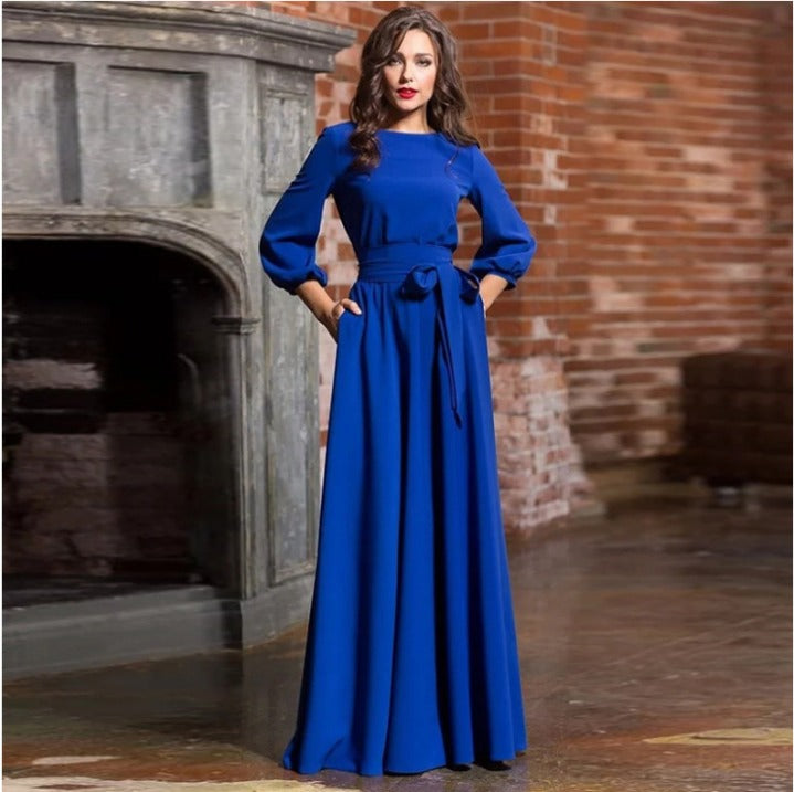 Vestido Mujer de Tela Suave Manga Larga Ajustado