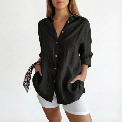 Camisa Mujer Oversize Algodón Botones