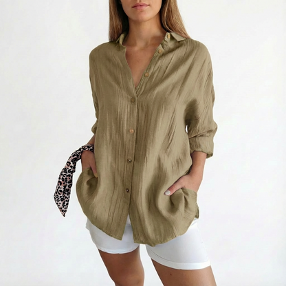 Camisa Mujer Oversize Algodón Botones