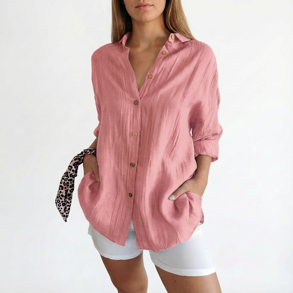 Camisa Mujer Oversize Algodón Botones