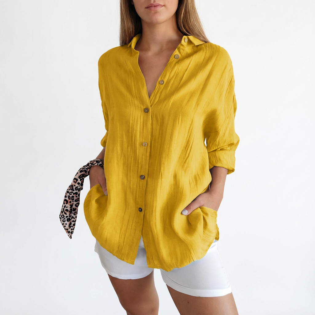 Camisa Mujer Oversize Algodón Botones