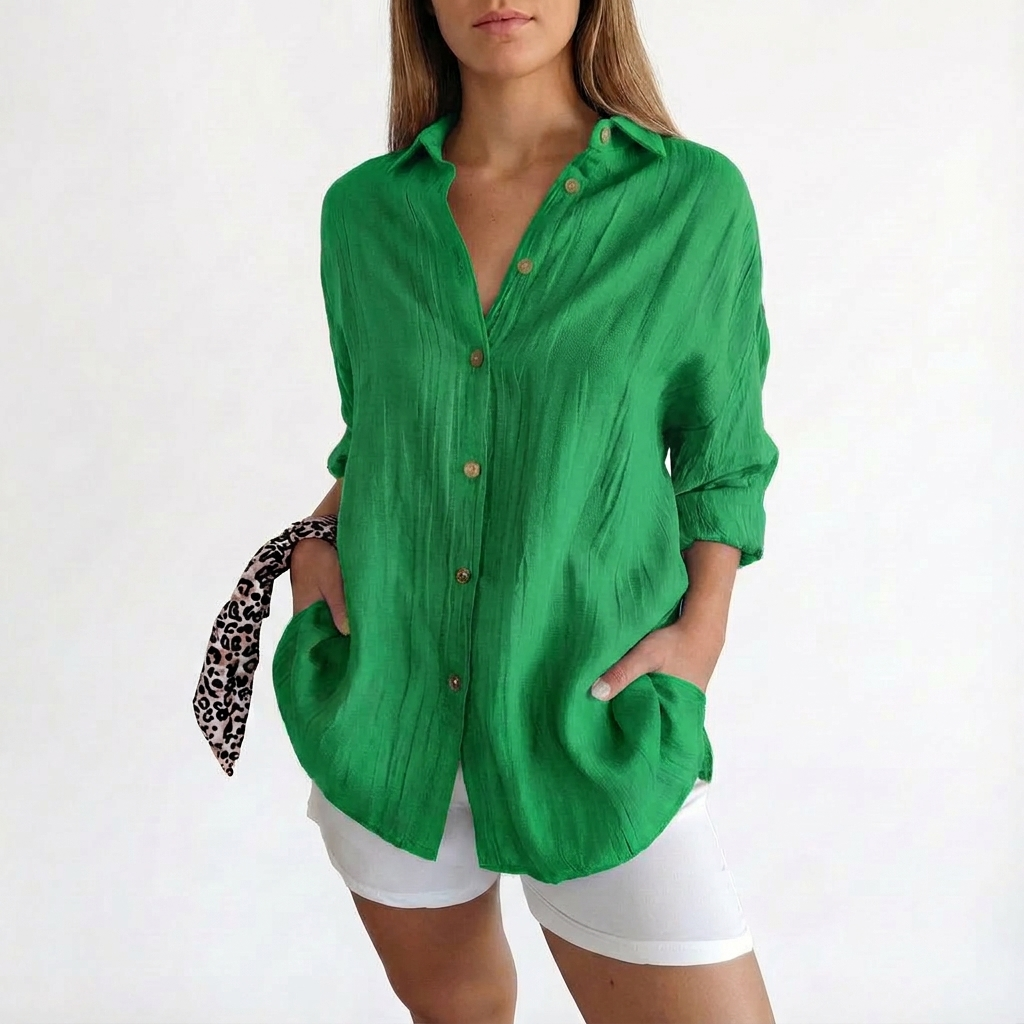 Camisa Mujer Oversize Algodón Botones