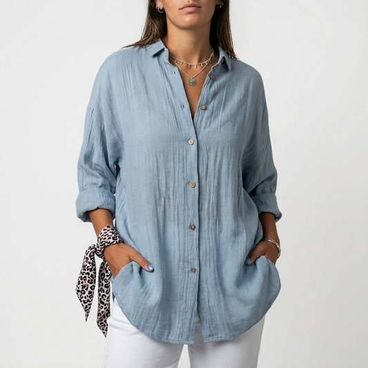 Camisa Mujer Oversize Algodón Botones - Mavetta