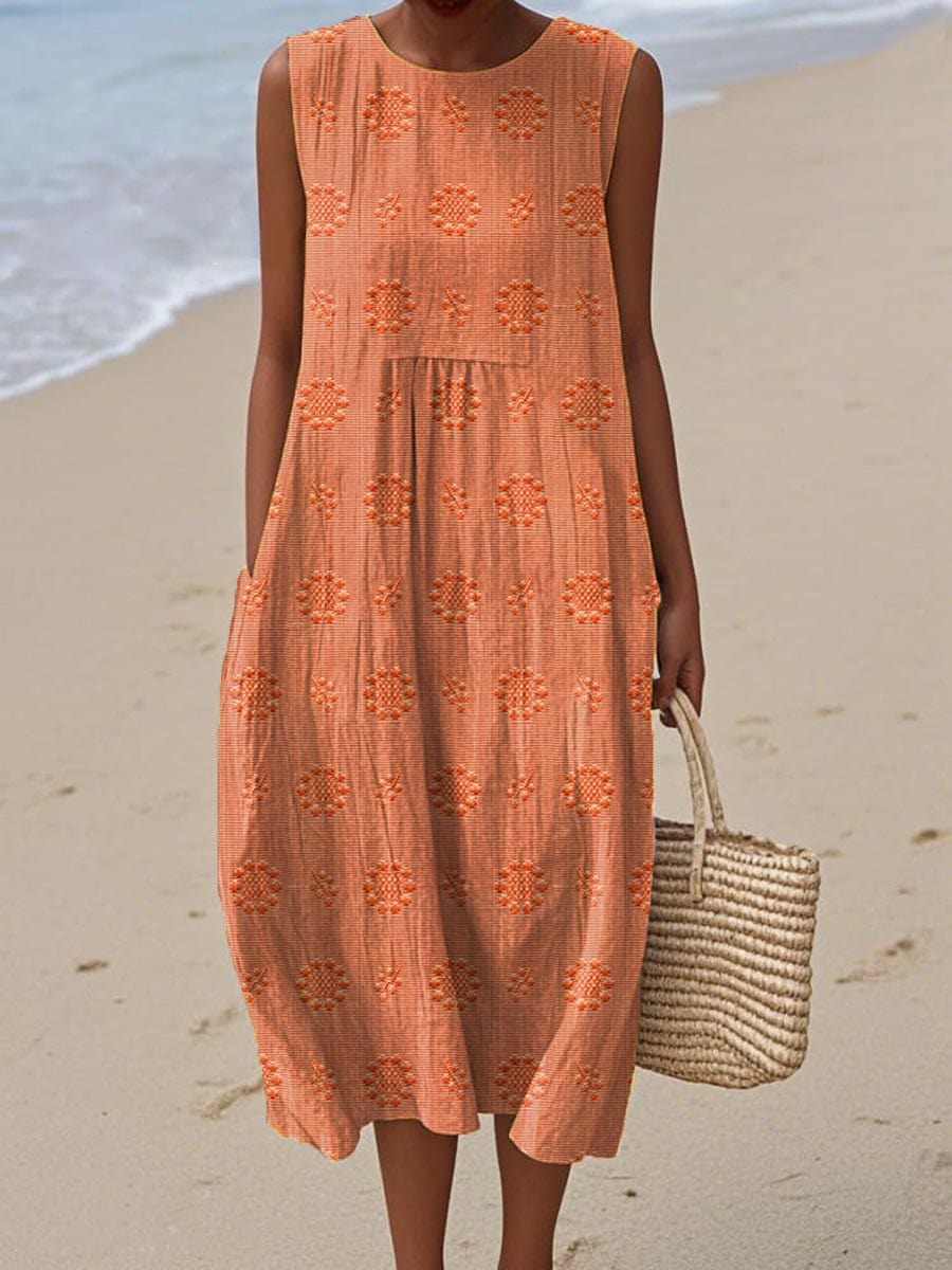 Vestido maxi mujer sin mangas con bordados verano