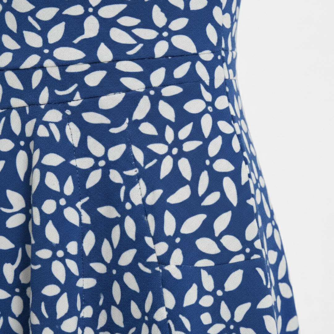 Vestido Midi Mujer Estampado Floral Manga Corta Escote Redondo