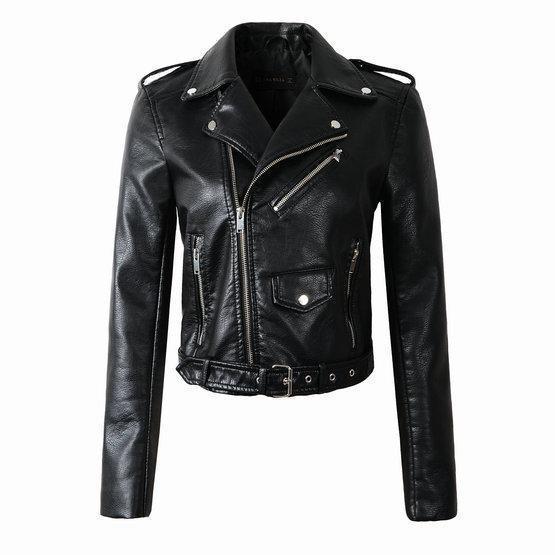 Cazadora Biker Mujer de Piel Cremallera Clásica - Mavetta