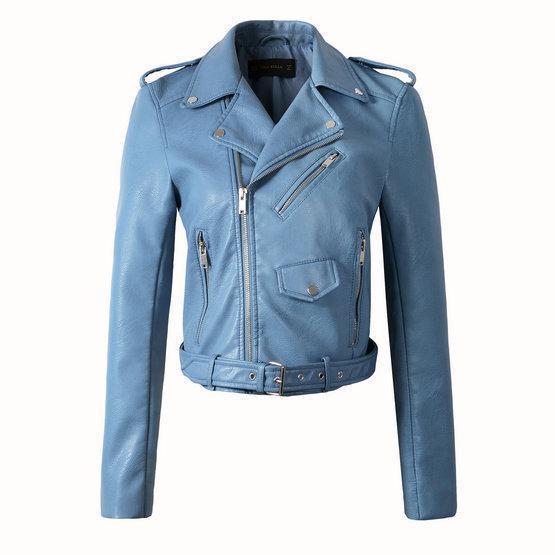 Cazadora Biker Mujer de Piel Cremallera Clásica