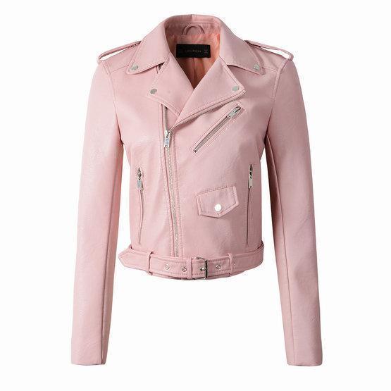 Cazadora Biker Mujer de Piel Cremallera Clásica