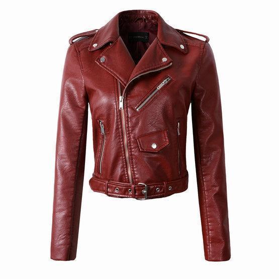 Cazadora Biker Mujer de Piel Cremallera Clásica