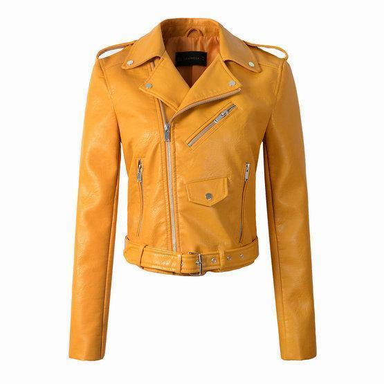 Cazadora Biker Mujer de Piel Cremallera Clásica