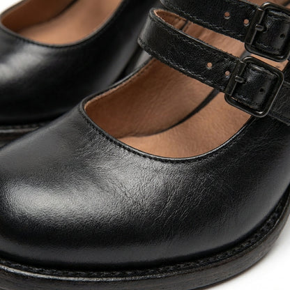 Zapatos Mujer Tacón Ancho Hebillas Ajuste Confortable