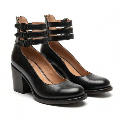 Zapatos Mujer Tacón Ancho Hebillas Ajuste Confortable - Mavetta
