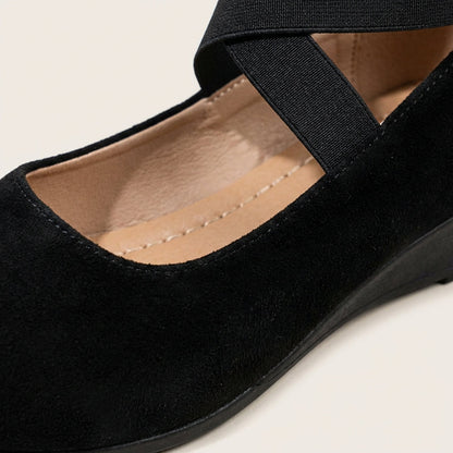 Zapatos Cuña Baja Mujer con Tiras Cruzadas