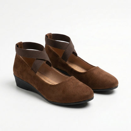 Zapatos Cuña Baja Mujer con Tiras Cruzadas