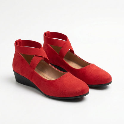 Zapatos Cuña Baja Mujer con Tiras Cruzadas
