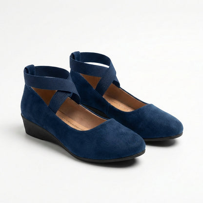 Zapatos Cuña Baja Mujer con Tiras Cruzadas