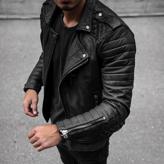 Chaqueta Biker Hombre de Piel Ajuste Cómodo - Mavetta
