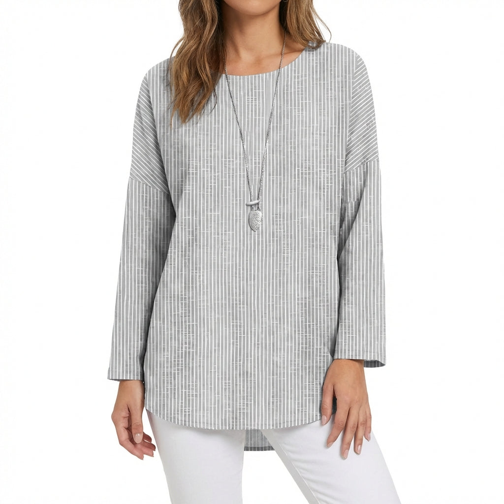 Blusa Mujer de Algodón Manga Tres Cuartos Ajustada