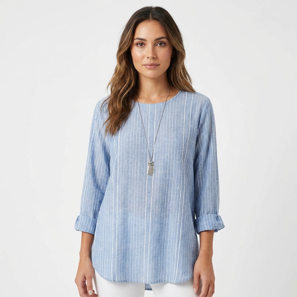 Blusa Mujer de Algodón Manga Tres Cuartos Ajustada - Mavetta
