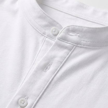 Camiseta Hombre Cuello Mao Botones Manga Larga