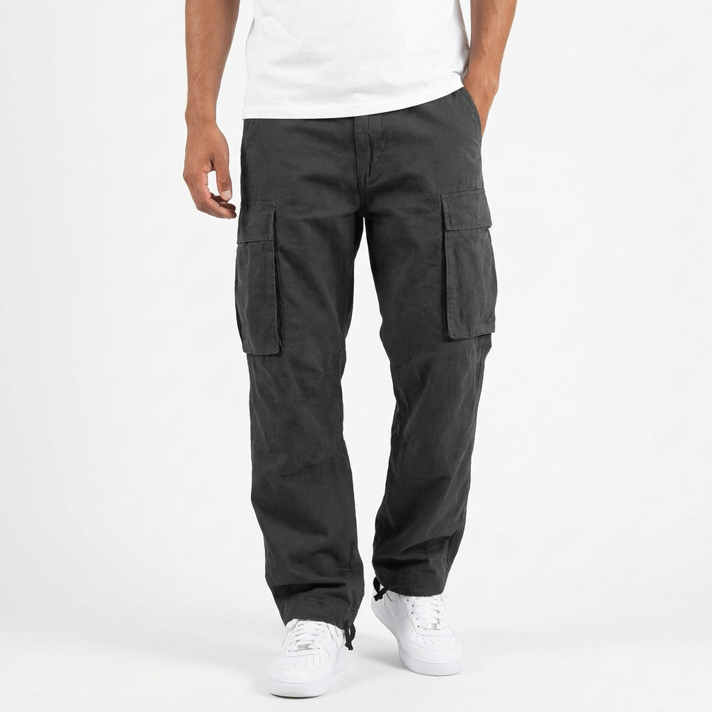 Pantalón Cargo Hombre Algodón Bolsillos con Solapa Corte Holgado - Mavetta