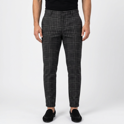 Pantalón Chino Hombre Algodón Estampado Cuadros Corte Slim