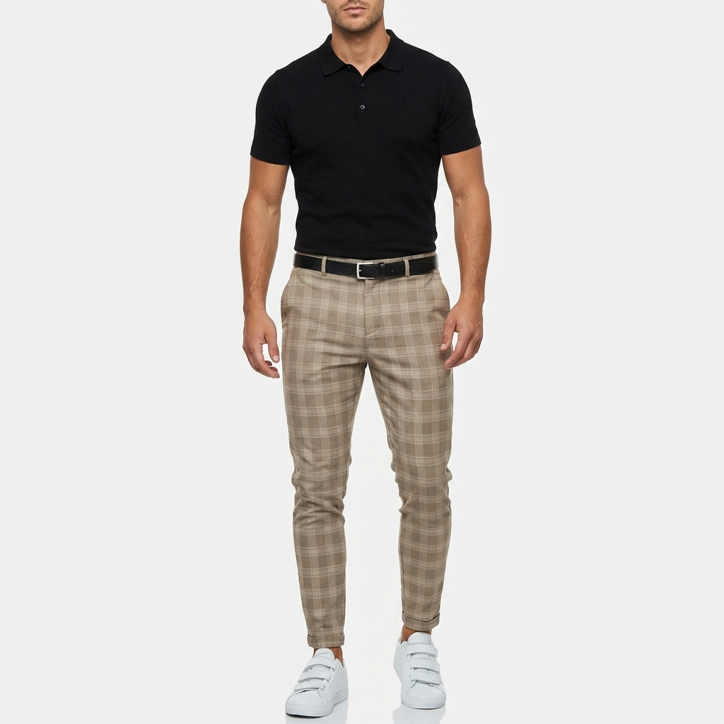 Pantalón Chino Hombre Algodón Estampado Cuadros Corte Slim - Mavetta