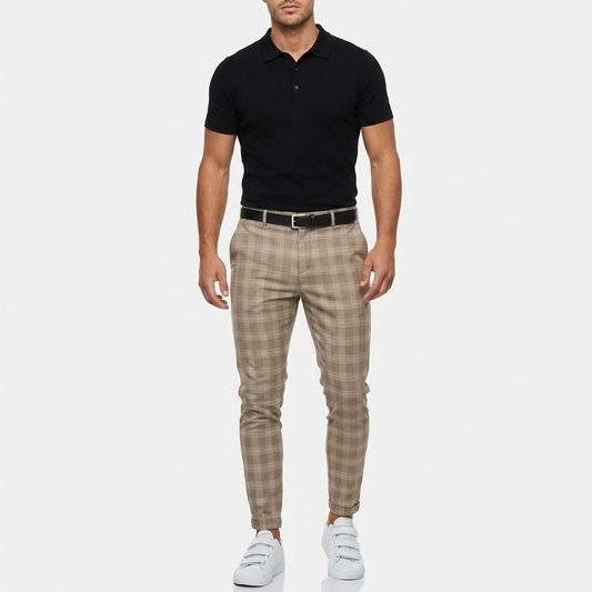 Pantalón Chino Hombre Algodón Estampado Cuadros Corte Slim - Mavetta